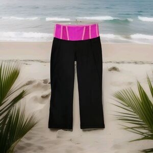 Lululemon Tadasana Slit Crop Yoga Legging Black/Paris Pink Woman’s 4 Workout Y2K
